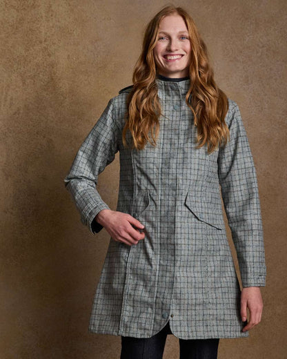 Digital Print Jade Check Coloured Jack Murphy Womens Sophia Waterproof Jacket on indoor background 