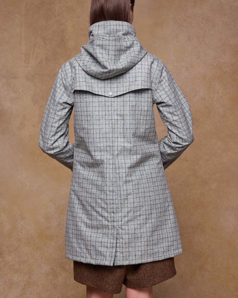 Digital Print Jade Check Coloured Jack Murphy Womens Sophia Waterproof Jacket on indoor background 