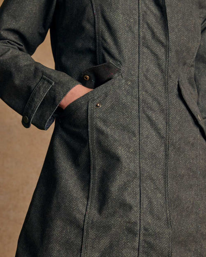 Green Fields Digital Print Coloured Jack Murphy Womens Sophia Waterproof Jacket on indoor background 