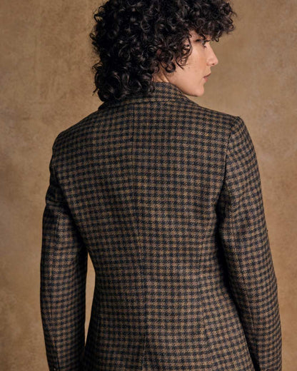 Earth Check coloured Jack Murphy Womens Tara Tweed Hacking Jacket on textured 