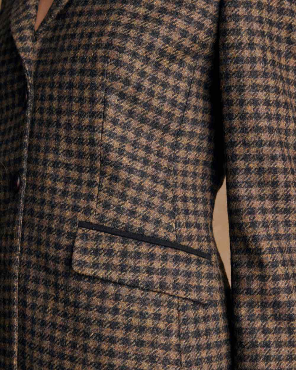 Earth Check coloured Jack Murphy Womens Tara Tweed Hacking Jacket on textured 