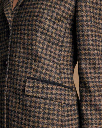 Earth Check coloured Jack Murphy Womens Tara Tweed Hacking Jacket on textured 