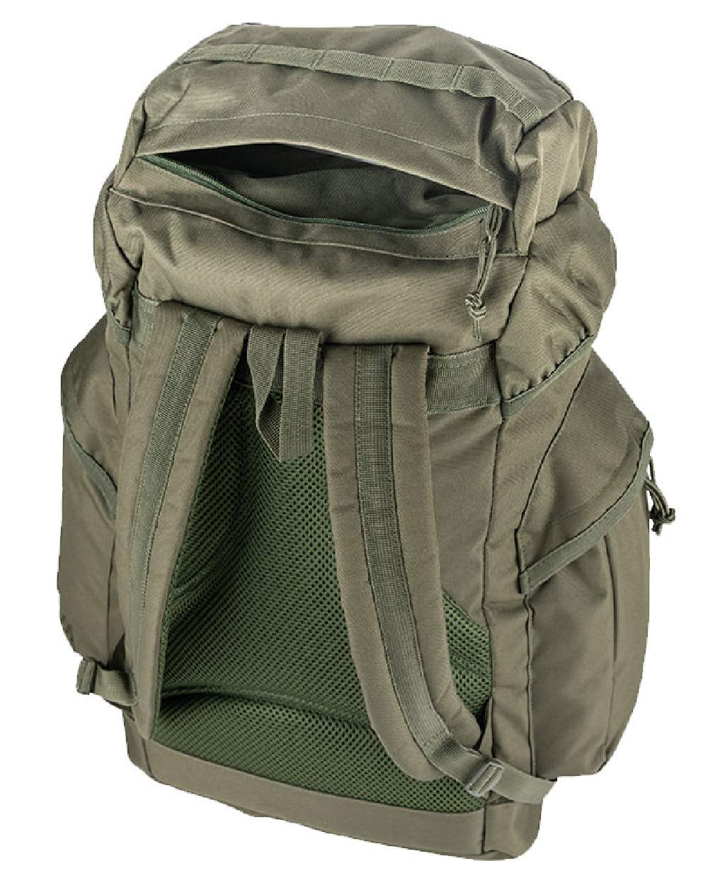 Green coloured Jack Pyke 25L Rucksack on white background 