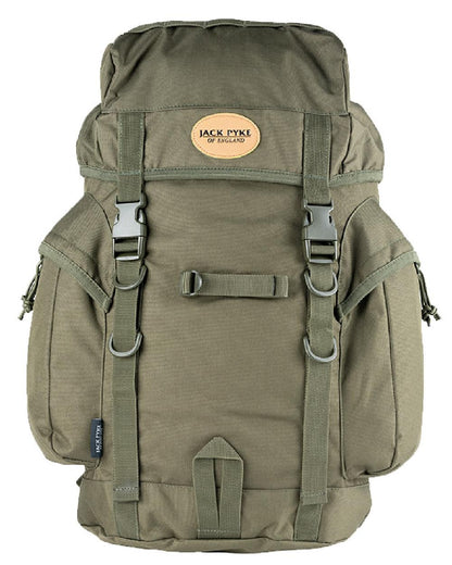 Green coloured Jack Pyke 25L Rucksack on white background 