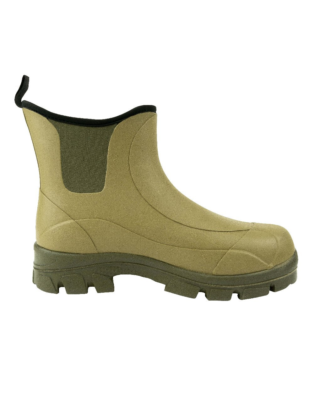 Green coloured Jack Pyke Ankle Wellington Boots on white background 