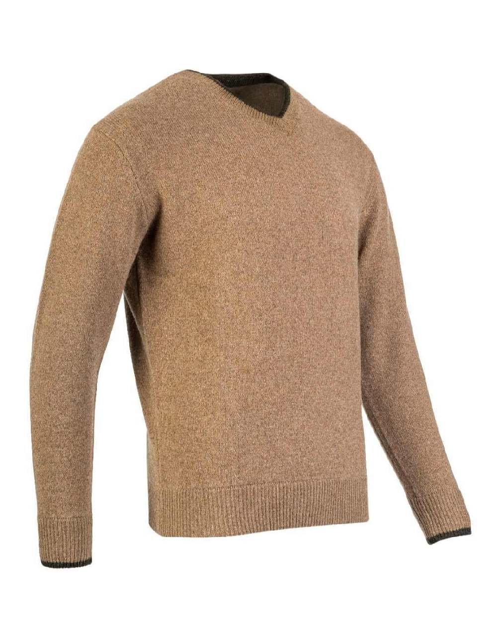 Barley coloured Jack Pyke Ashcombe 100% Lambswool V-Neck on white background 