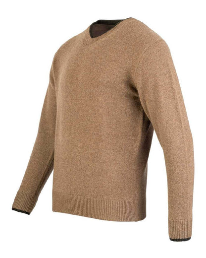 Barley coloured Jack Pyke Ashcombe 100% Lambswool V-Neck on white background 