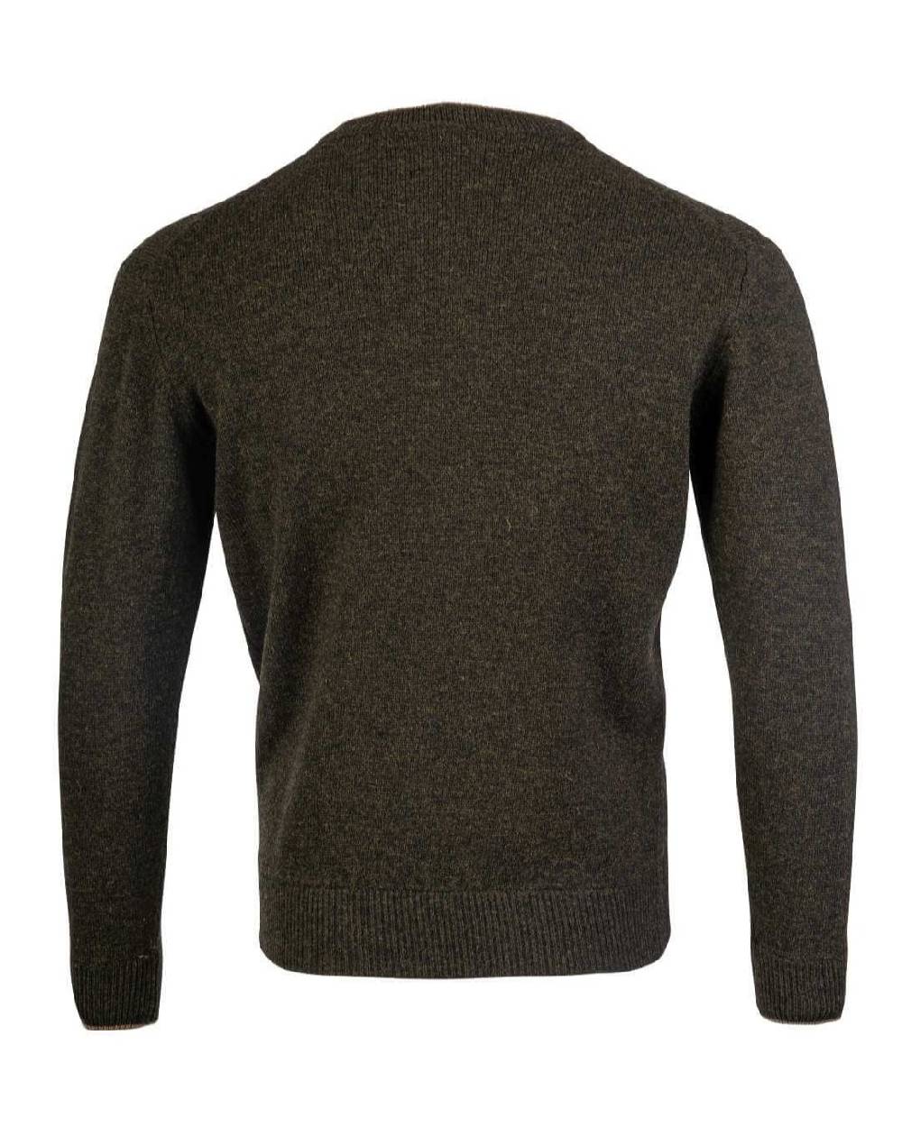 Dark Olive coloured Jack Pyke Ashcombe 100% Lambswool V-Neck on white background 