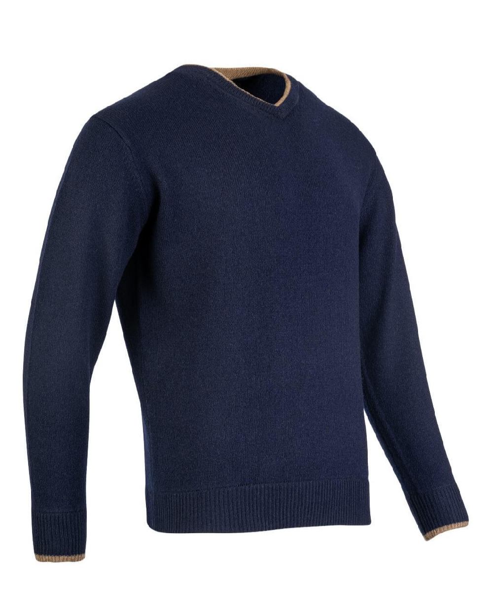 Navy coloured Jack Pyke Ashcombe 100% Lambswool V-Neck on white background 