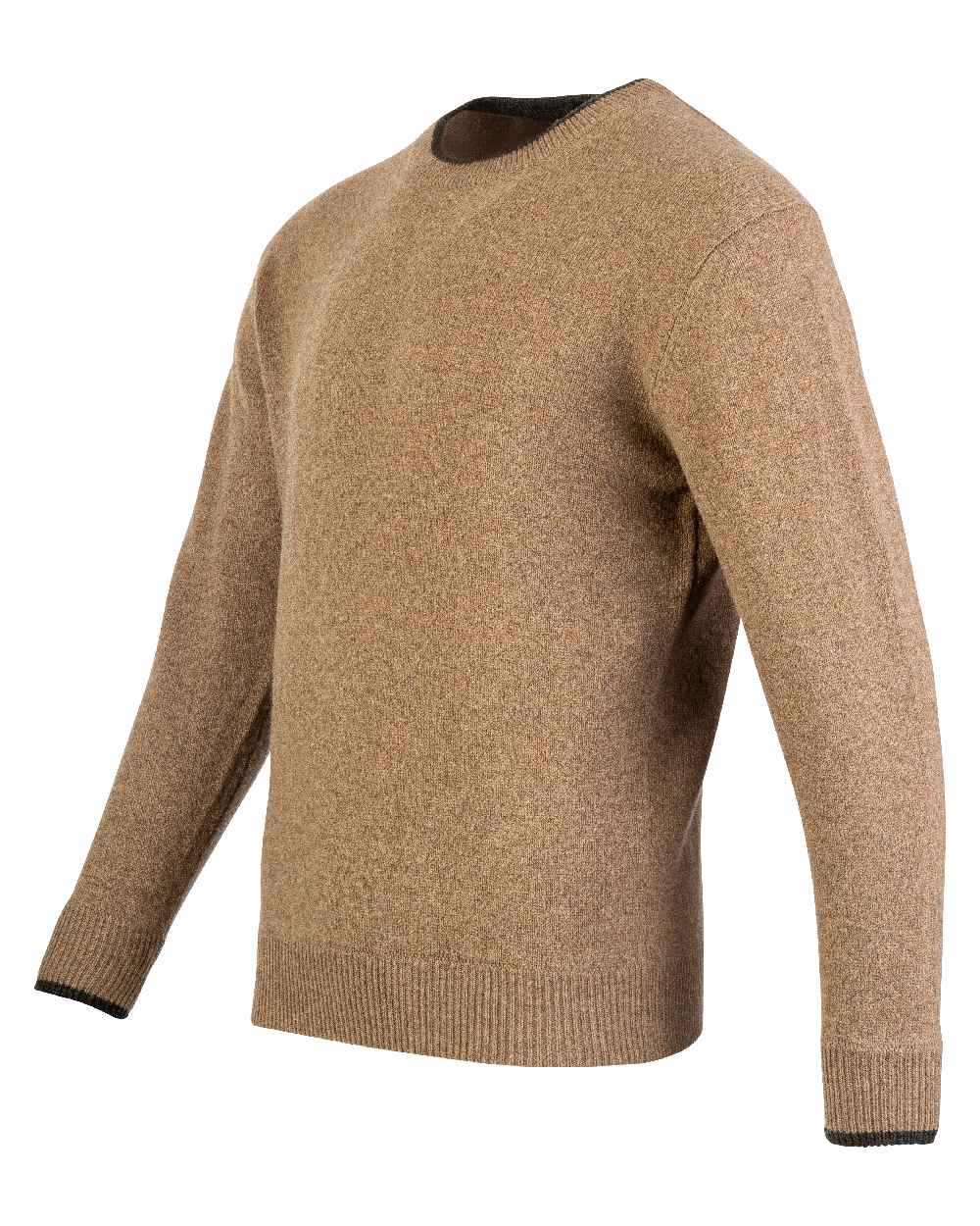 Barley coloured Jack Pyke Ashcombe Lambswool Crewknit Pullover on white background 