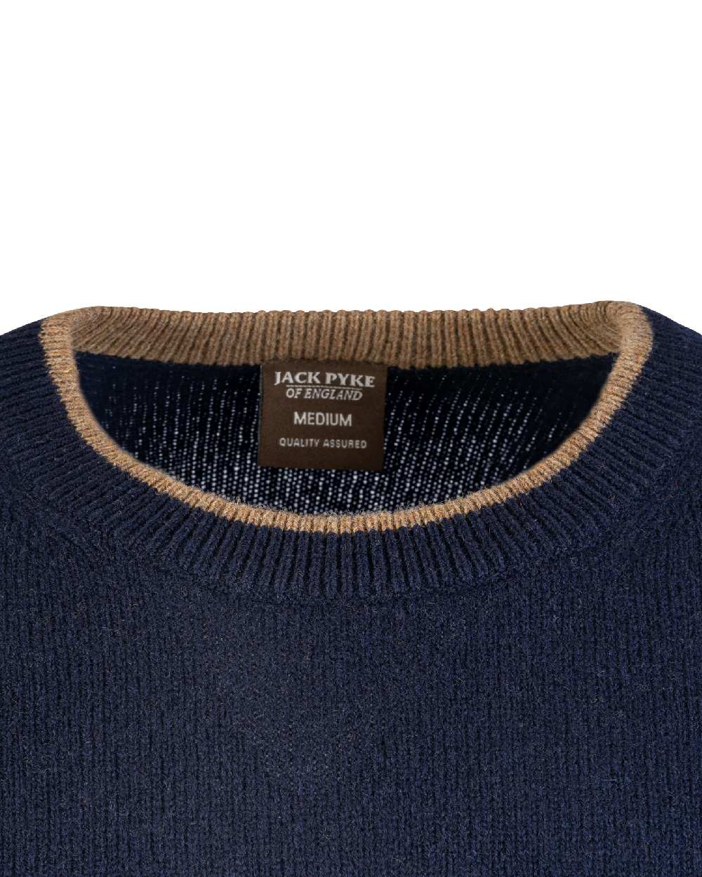 Navy coloured Jack Pyke Ashcombe Lambswool Crewknit Pullover on white background 