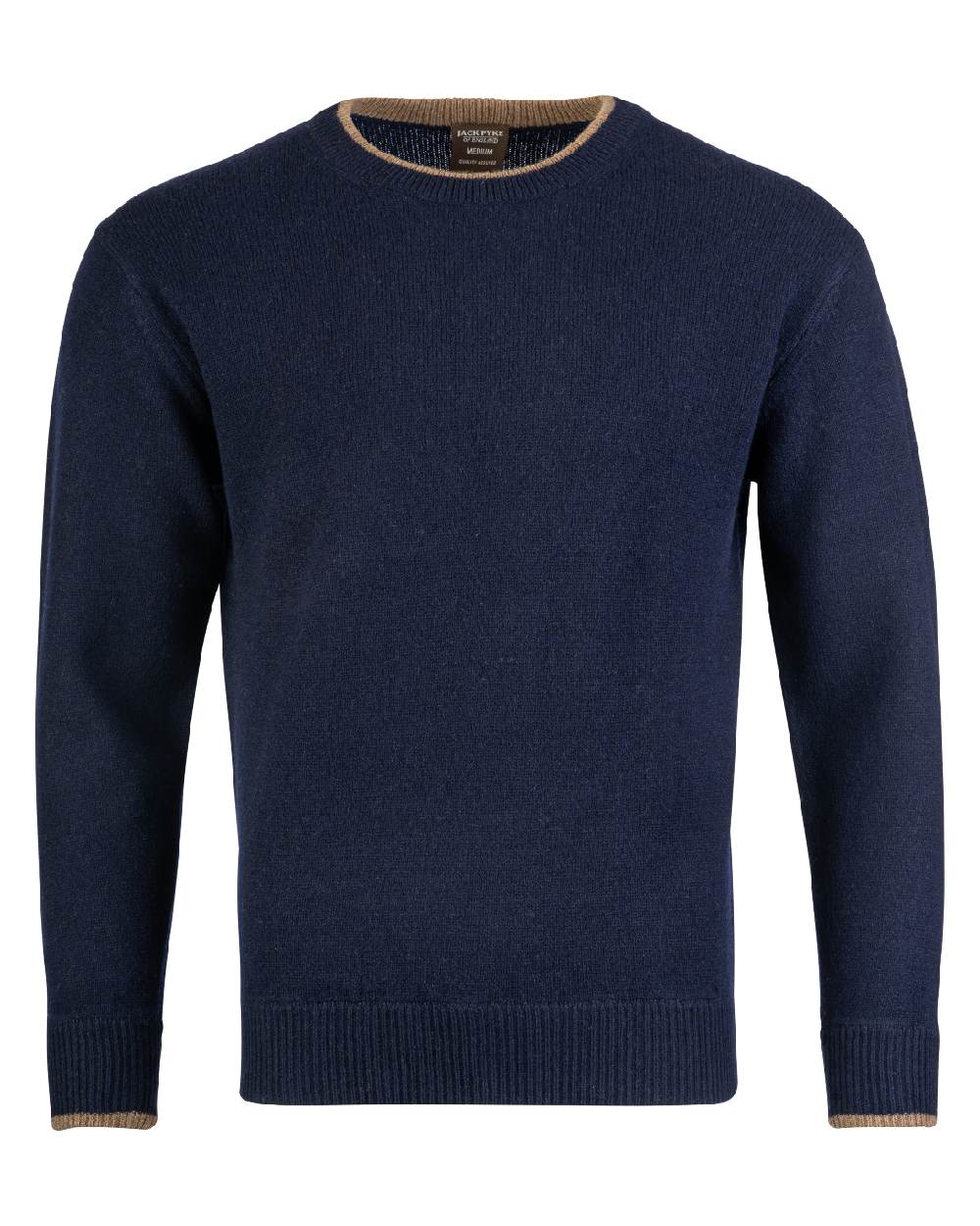 Navy coloured Jack Pyke Ashcombe Lambswool Crewknit Pullover on white background 