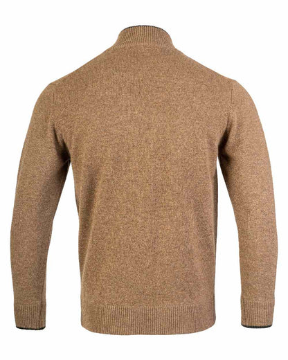 Barley coloured Jack Pyke Ashcombe Lambswool Zip Knit Pullover on white background 