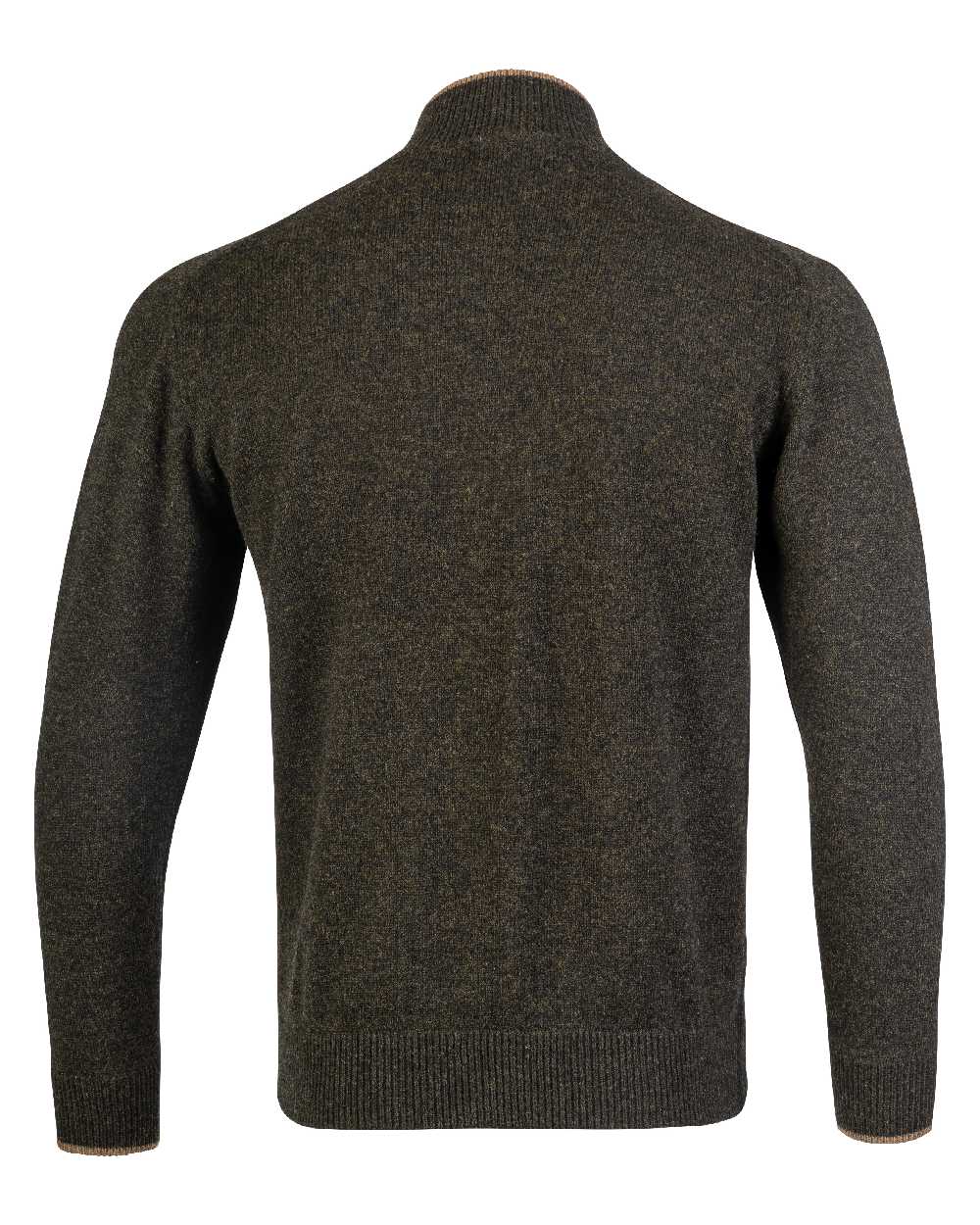 Dark Olive coloured Jack Pyke Ashcombe Lambswool Zip Knit Pullover on white background 