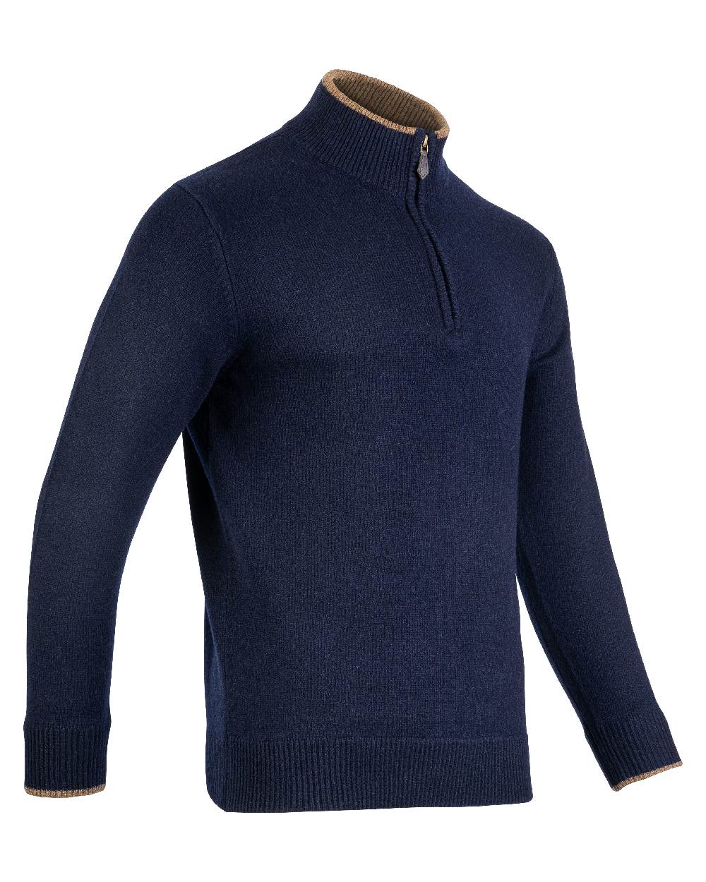 Navy coloured Jack Pyke Ashcombe Lambswool Zip Knit Pullover on white background 