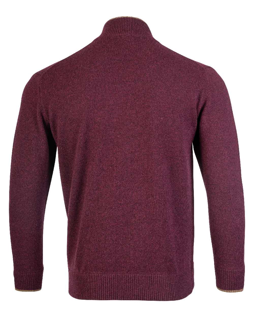 Plum coloured Jack Pyke Ashcombe Lambswool Zip Knit Pullover on white background 