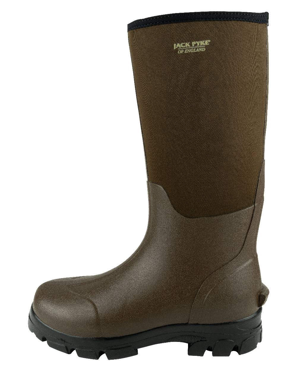 Brown coloured Jack Pyke Ashcombe Neoprene Wellington Boots on white background 