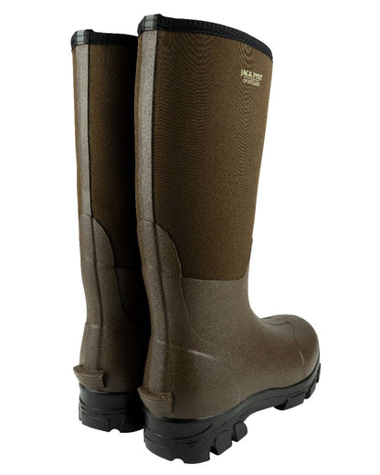 Brown coloured Jack Pyke Ashcombe Neoprene Wellington Boots on white background 