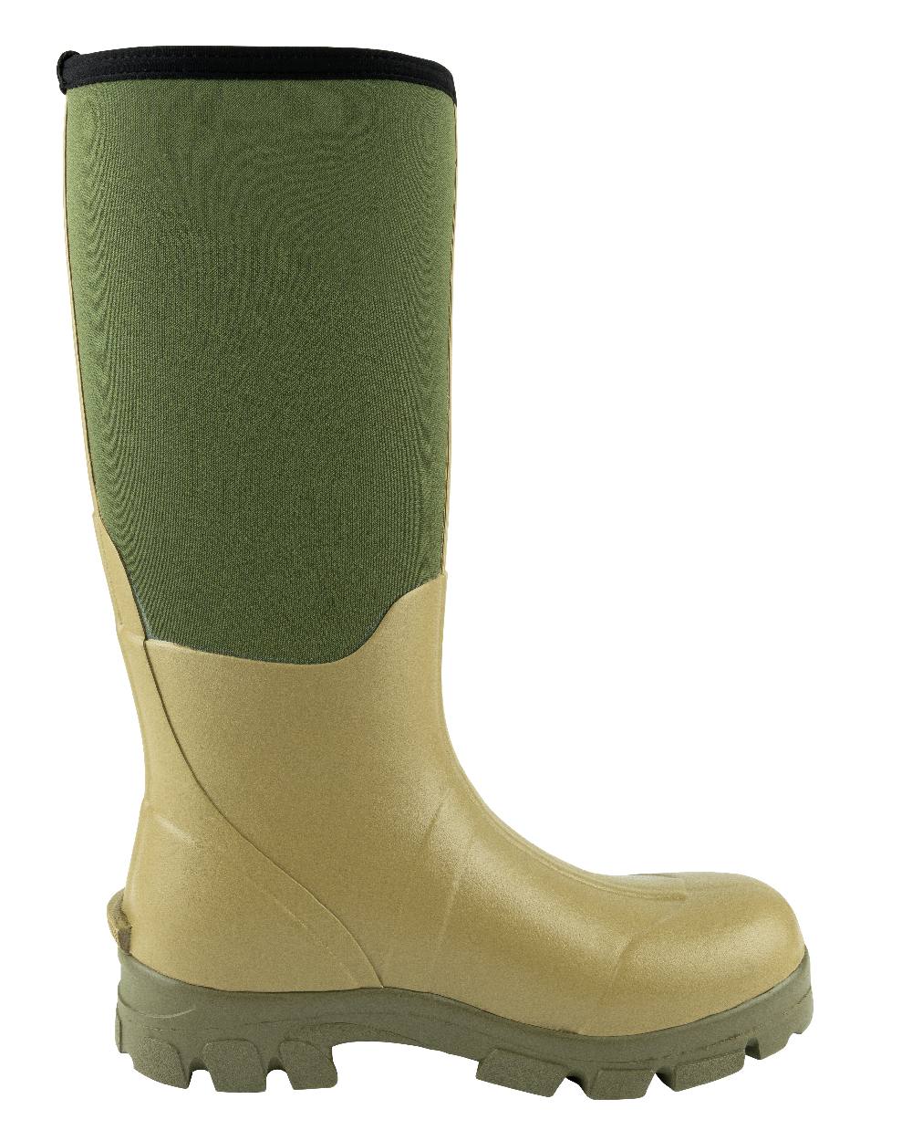 Green coloured Jack Pyke Ashcombe Neoprene Wellington Boots on white background 