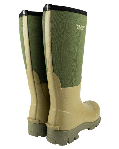 Green coloured Jack Pyke Ashcombe Neoprene Wellington Boots on white background 