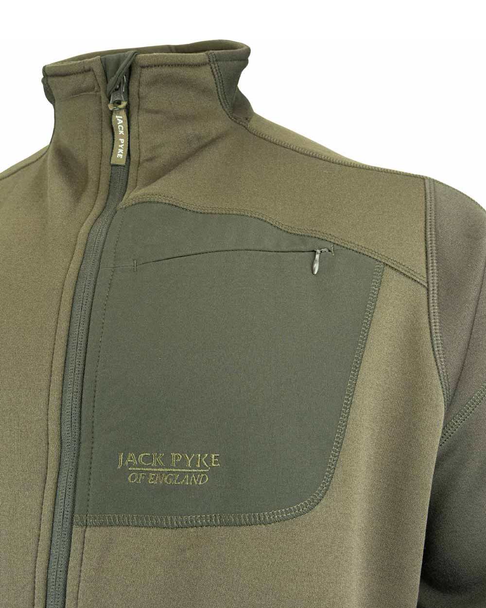 Green coloured Jack Pyke Ashcombe Technical Fleece Jacket on white background 