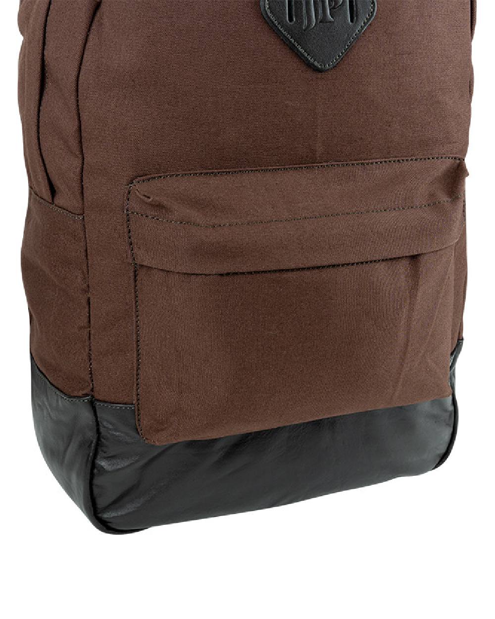 Brown coloured Jack Pyke Canvas Back Pack on white background 