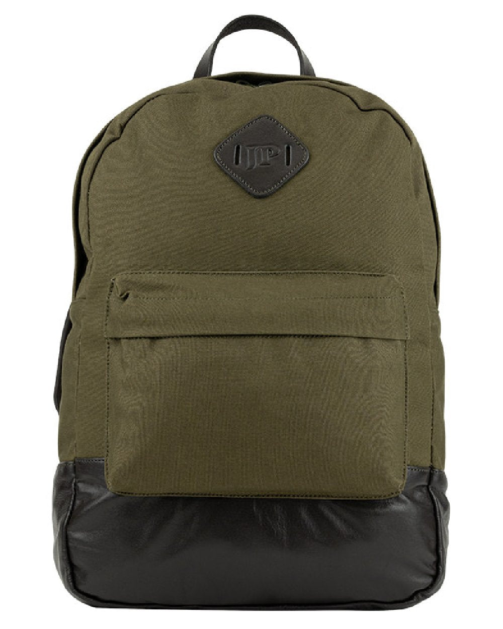 Green coloured Jack Pyke Canvas Back Pack on white background 