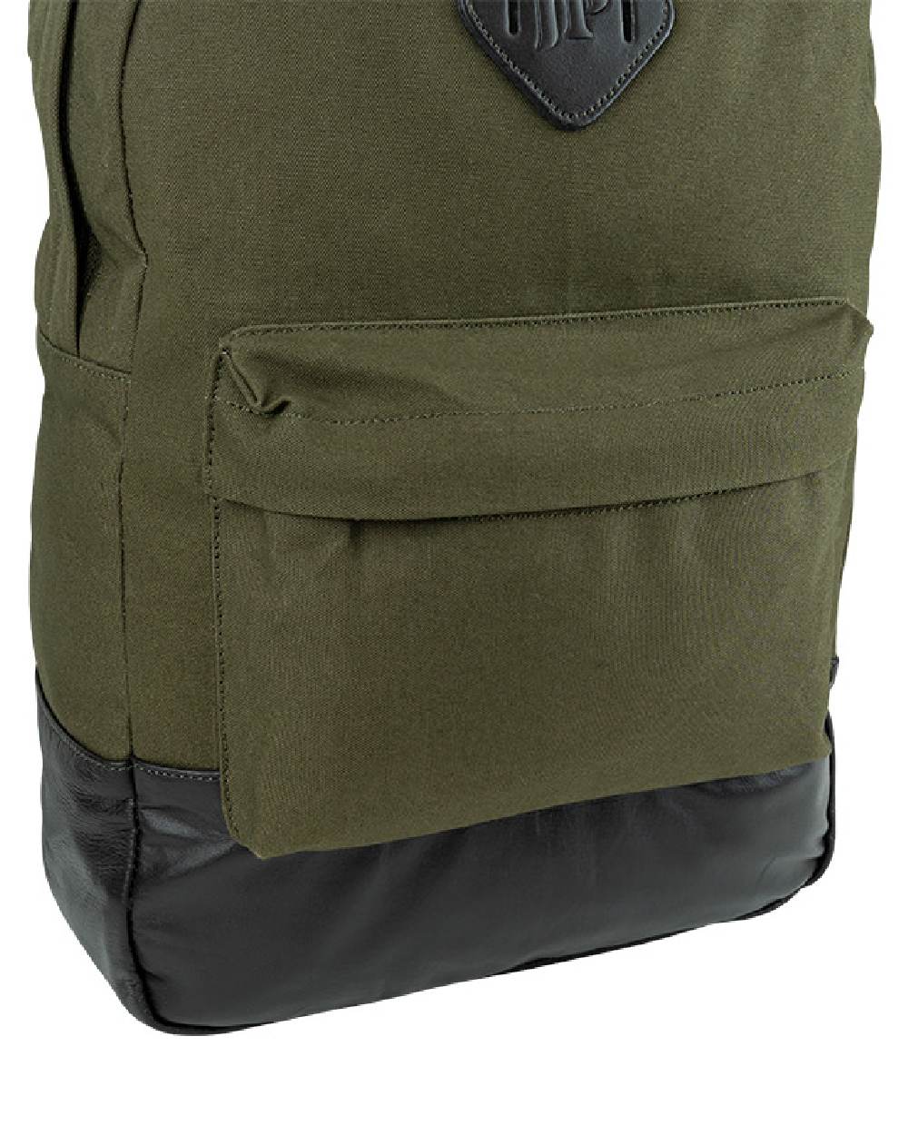 Green coloured Jack Pyke Canvas Back Pack on white background 