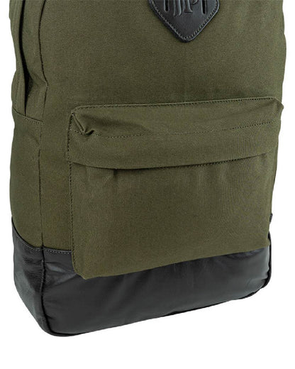 Green coloured Jack Pyke Canvas Back Pack on white background 