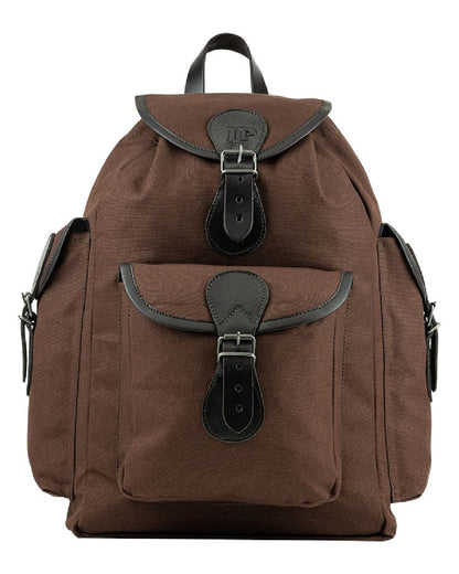 Brown coloured Jack Pyke Canvas Day Pack on white background 