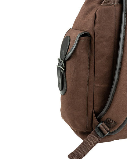 Brown coloured Jack Pyke Canvas Day Pack on white background 