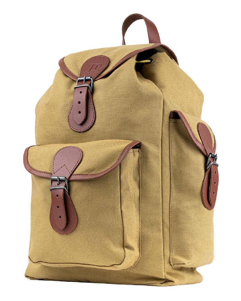 Fawn coloured Jack Pyke Canvas Day Pack on white background 