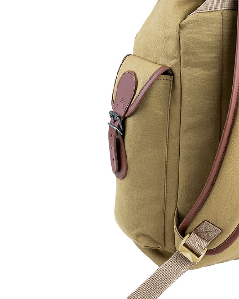 Fawn coloured Jack Pyke Canvas Day Pack on white background 