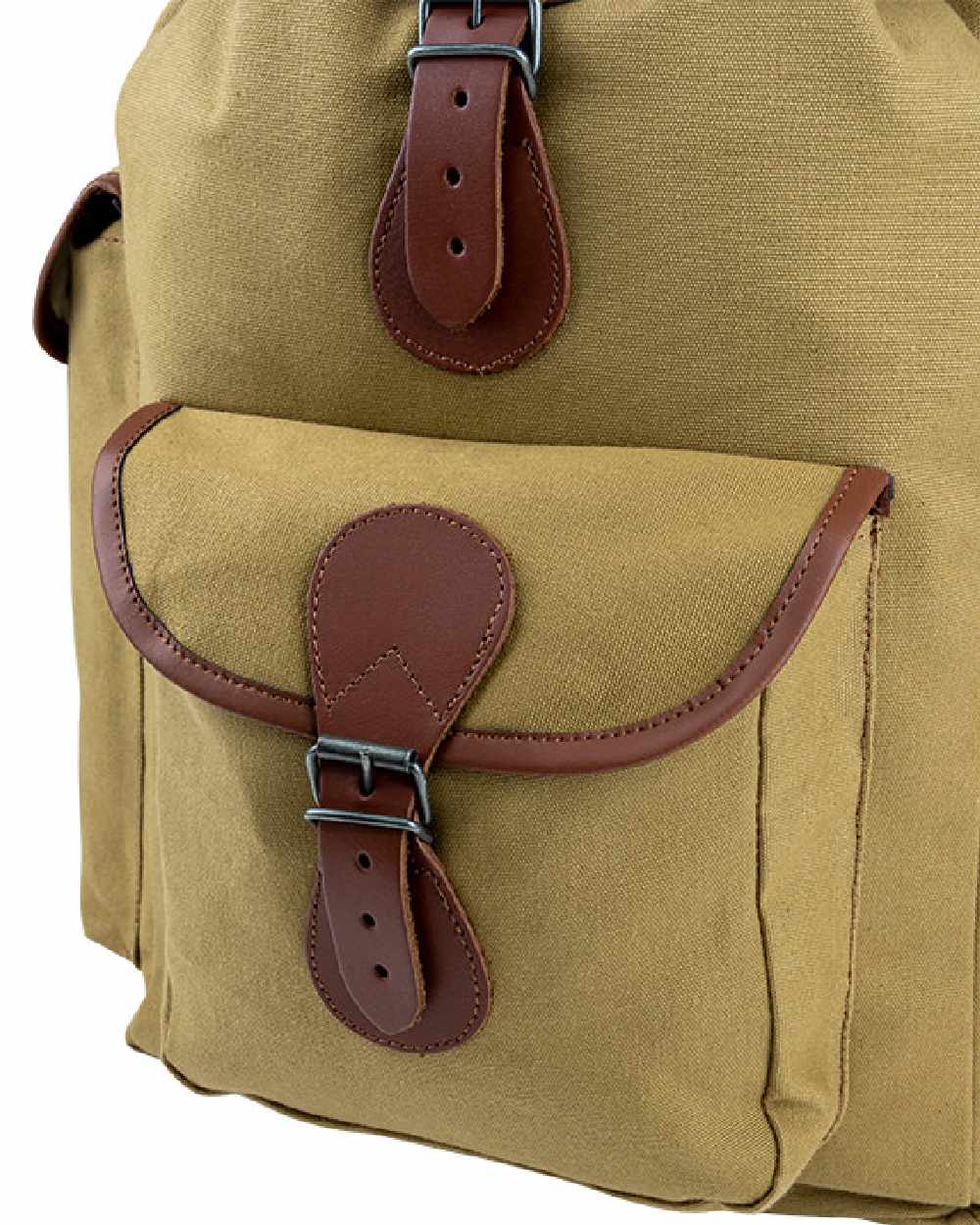 Fawn coloured Jack Pyke Canvas Day Pack on white background 