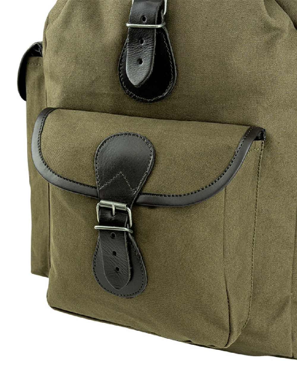 Green coloured Jack Pyke Canvas Day Pack on white background 