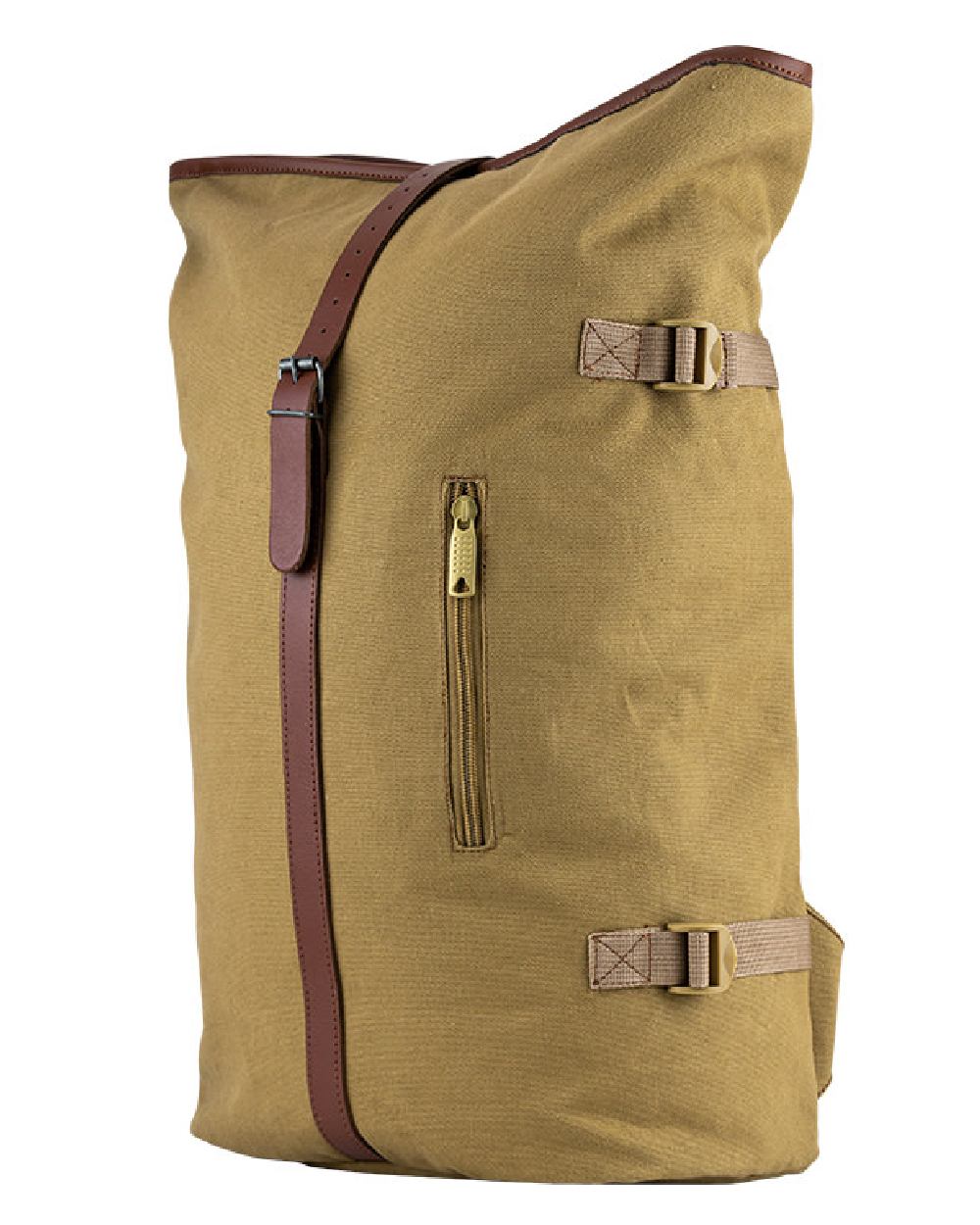 Fawn coloured Jack Pyke Canvas Fold Top Rucksack on white background 