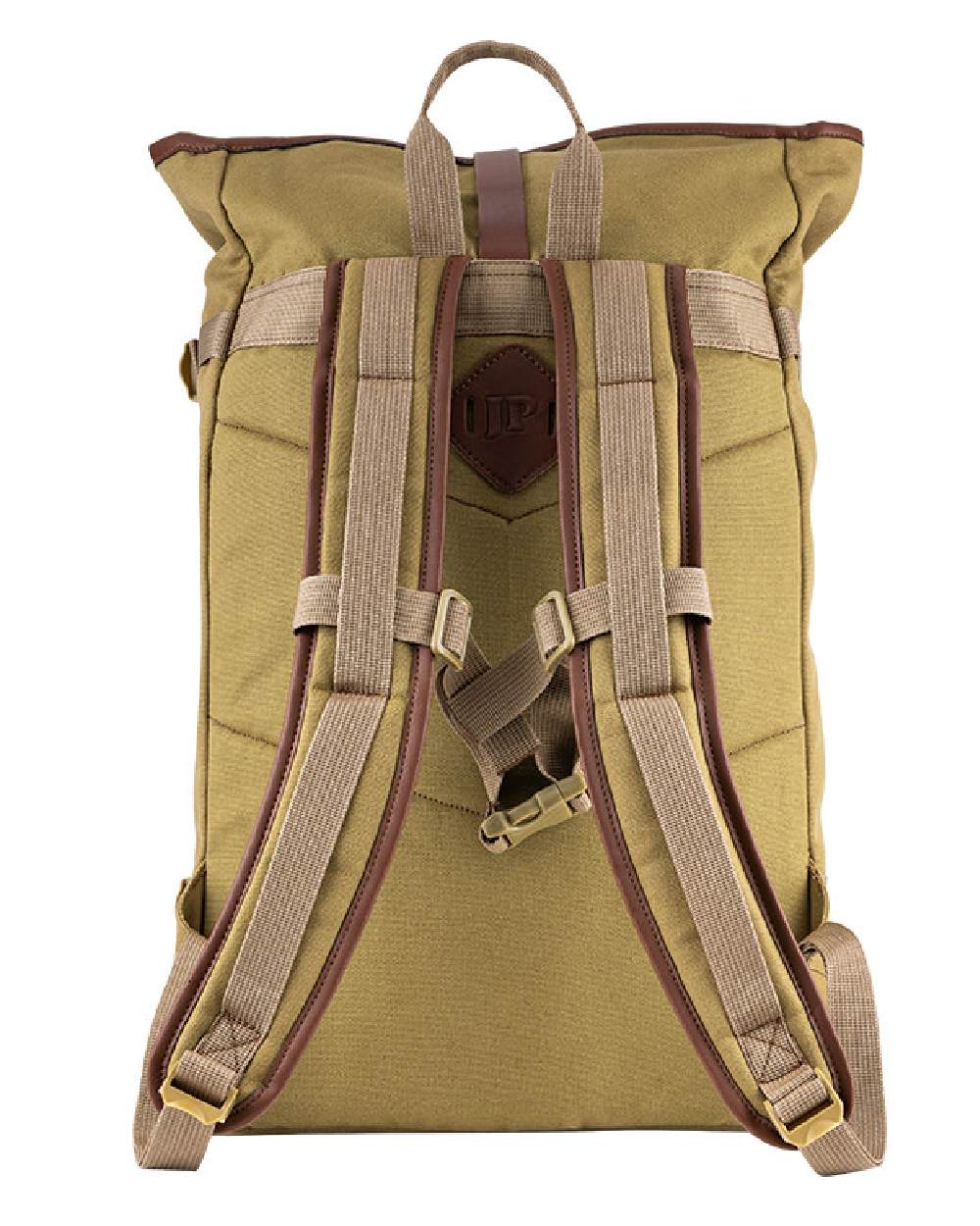 Fawn coloured Jack Pyke Canvas Fold Top Rucksack on white background 