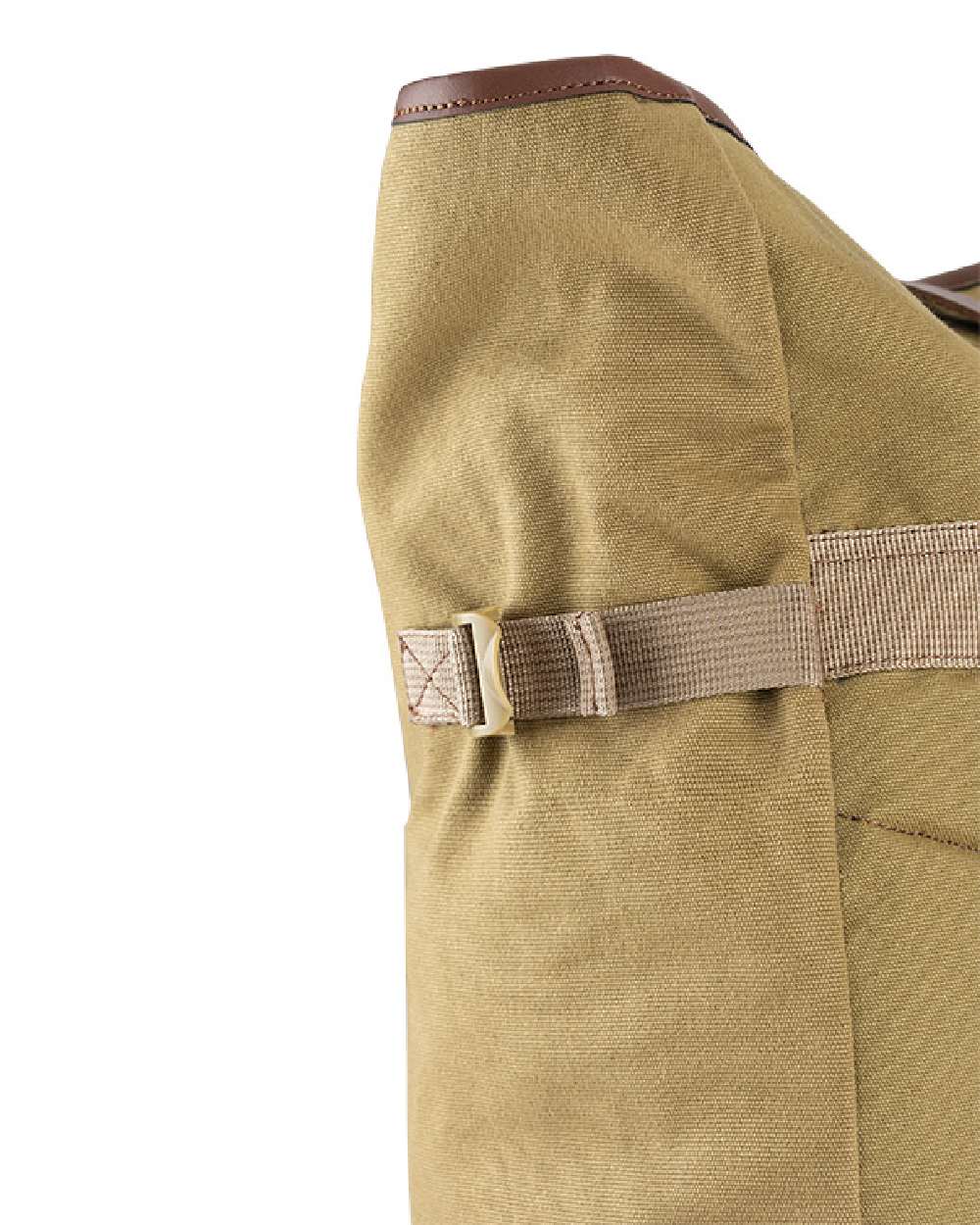 Fawn coloured Jack Pyke Canvas Fold Top Rucksack on white background 