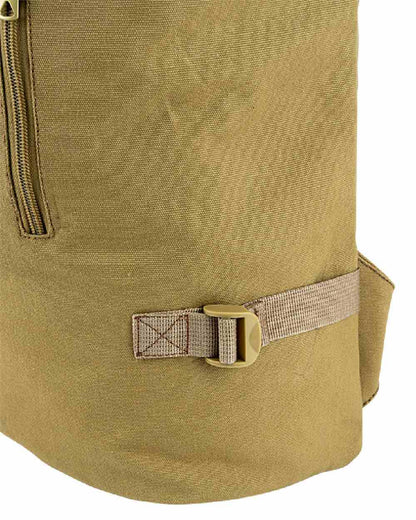 Fawn coloured Jack Pyke Canvas Fold Top Rucksack on white background 