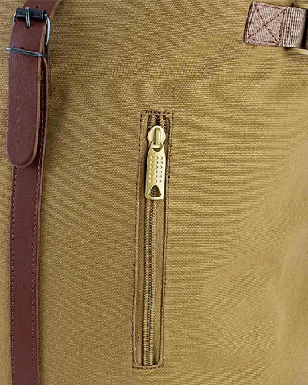 Fawn coloured Jack Pyke Canvas Fold Top Rucksack on white background 