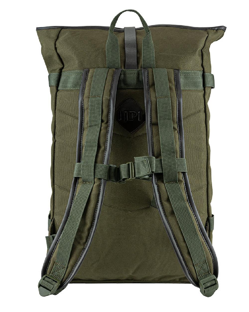 Green coloured Jack Pyke Canvas Fold Top Rucksack on white background 