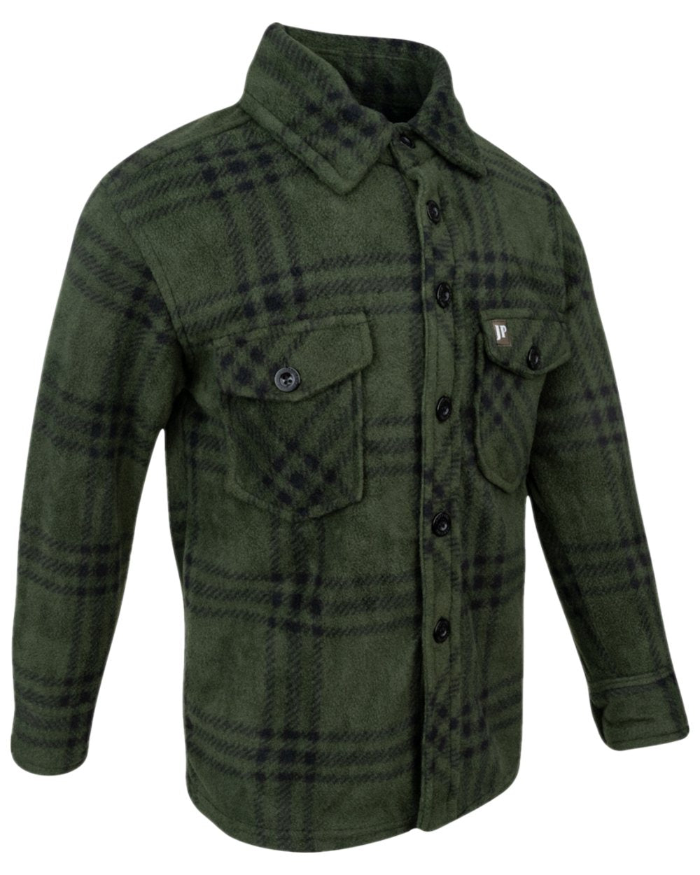 Green Coloured Jack Pyke Childrens Polar Fleece Shirt on white background 