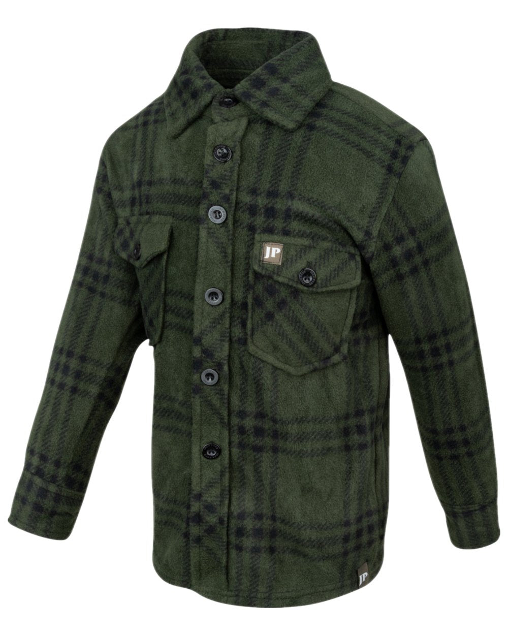 Green Coloured Jack Pyke Childrens Polar Fleece Shirt on white background 