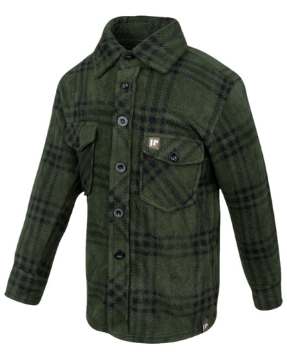 Green Coloured Jack Pyke Childrens Polar Fleece Shirt on white background 