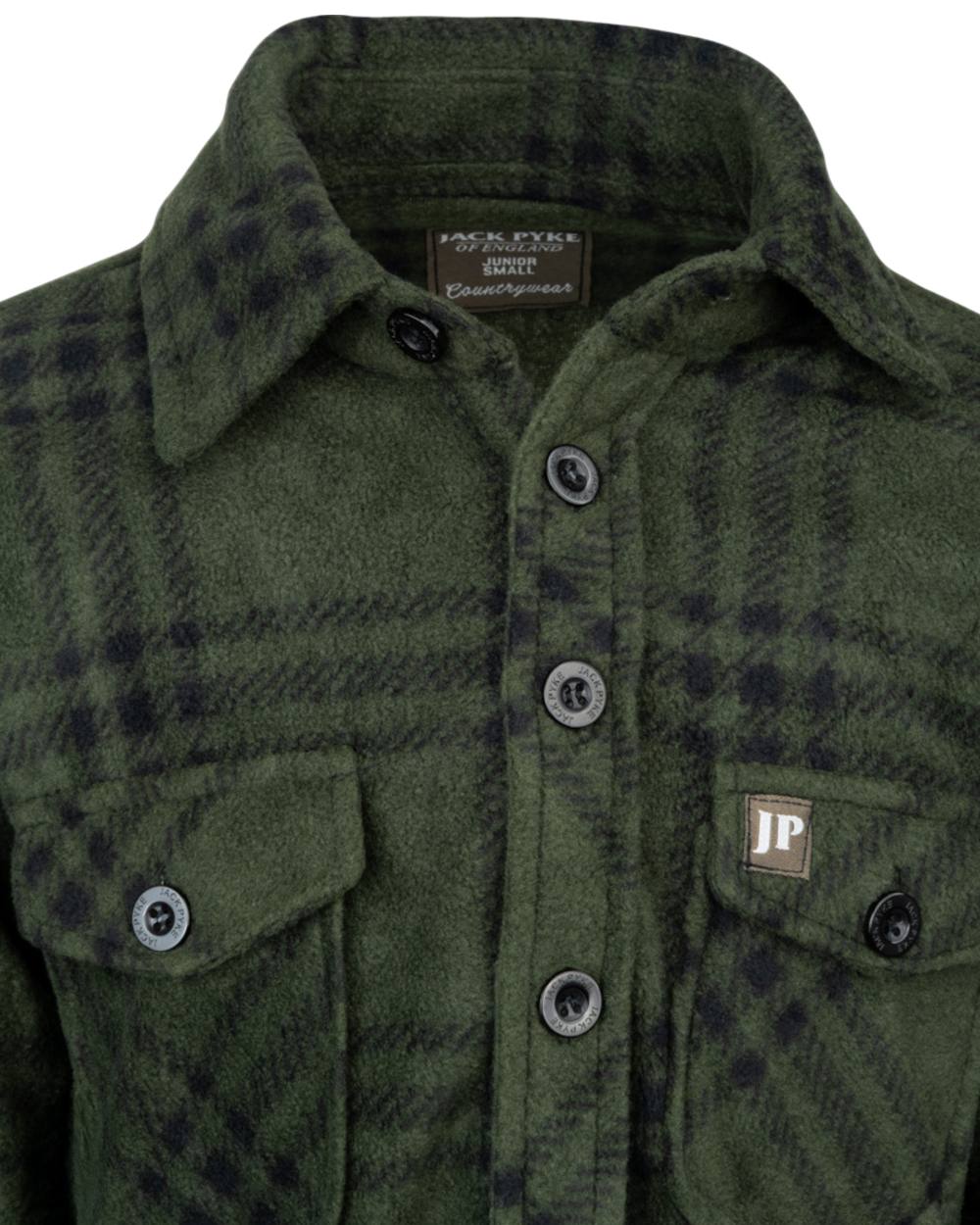 Green Coloured Jack Pyke Childrens Polar Fleece Shirt on white background 