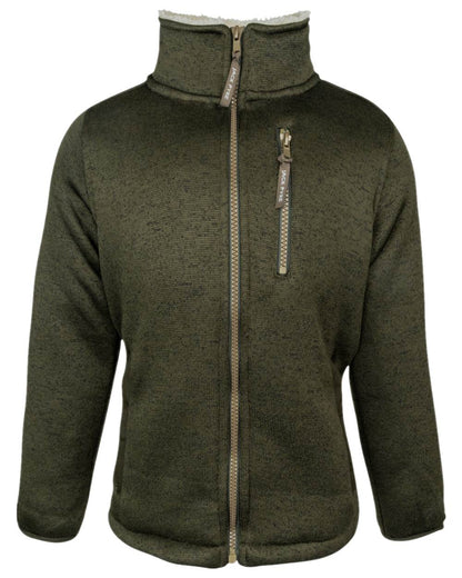 Dark Olive Coloured Jack Pyke Childrens Scandinavian Fleece Jacket on white background 