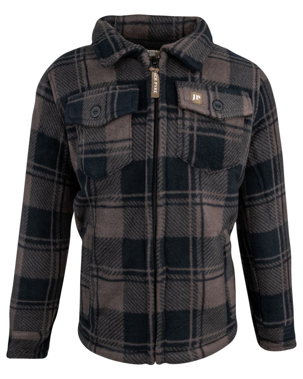 Brown Check Coloured Jack Pyke Childrens Tundra Shirt on white background 