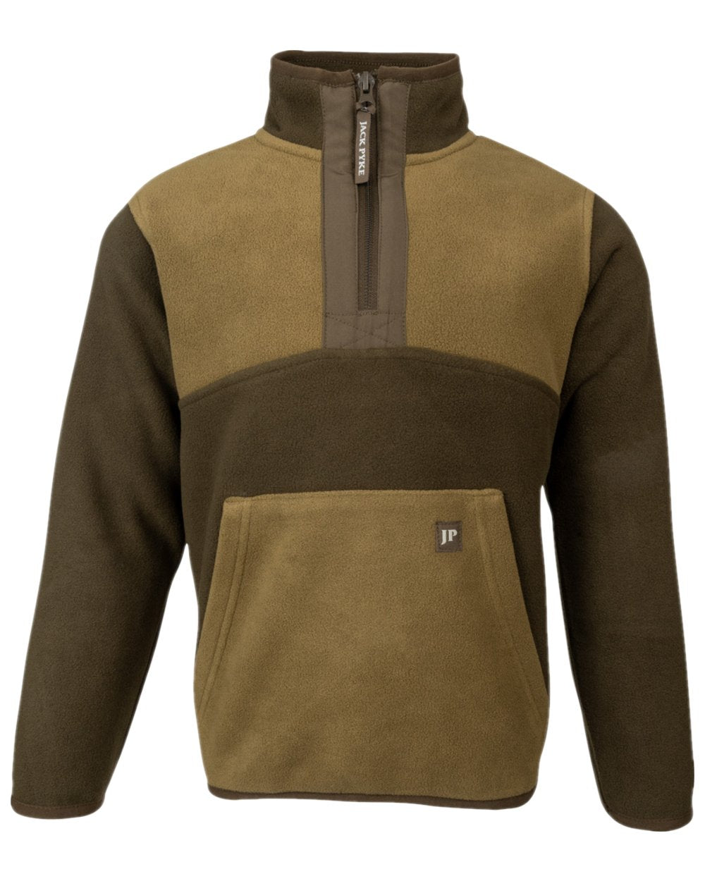 Green Coloured Jack Pyke Childrens Two Tone Fleece Top on white background 