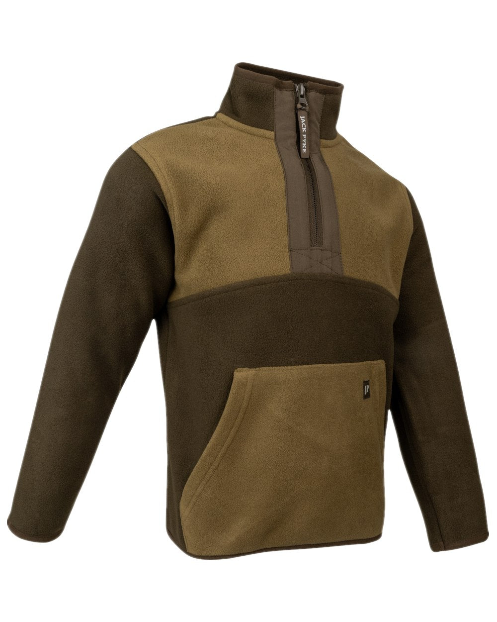 Green Coloured Jack Pyke Childrens Two Tone Fleece Top on white background 