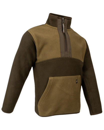 Green Coloured Jack Pyke Childrens Two Tone Fleece Top on white background 